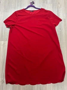 Camisa túnica Shein Curve para mujer talla 4XL roja oscura manga corta cuello en V - Imagen 1 de 3