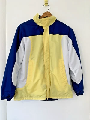 Casaco estilo retrô vintage Athletic Works feminino L amarelo\azul jaqueta reversível - Imagem 1 de 4
