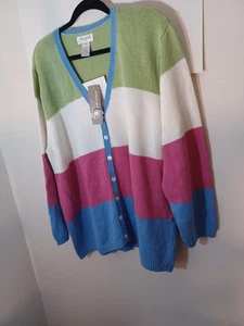 Jones New York Damen Baumwolle/Leinen Mischung Knopfleiste Cardigan Neu Größe 3X  - Bild 1 von 13