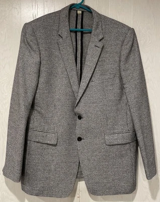 Abrigo Blazer Burberry London a Cuadros para Hombres 54 R Algodón Lana Mezcla Lino Negro Blanco Foto 1 de 4