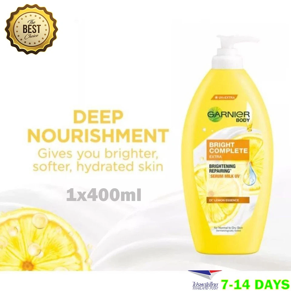 Garnier Body Lotion Brightening Repairing Body Serum Milk UVA UVB 400ml Lemon Ex - Image 1 of 4