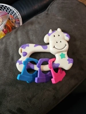  Juguete Sonajero Vaca Bebé Años 90 Decoración Púrpura Con Estrella Verde Foto 1 de 4