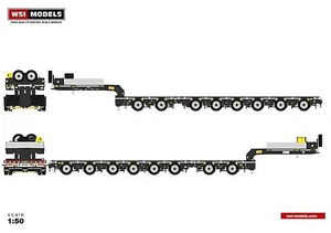 WSI MODEL 04-2031 "BROSHUIS" 6 AXLE LOW LOADER w/ 2 AXLE DOLLY Gray 1/50 "NEW" - Picture 1 of 4