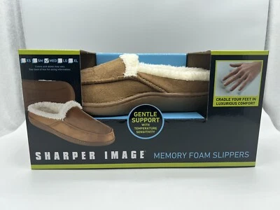 SHARPER IMAGE Memory Foam Gentle Support Slippers Men(9-10) Women(10-11) Brown - Image 1 of 4