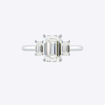 14k Solid White Gold Engagement Ring 4.00 Ct IGI Lab Created Emerald Cut Diamond - Image 1 of 4