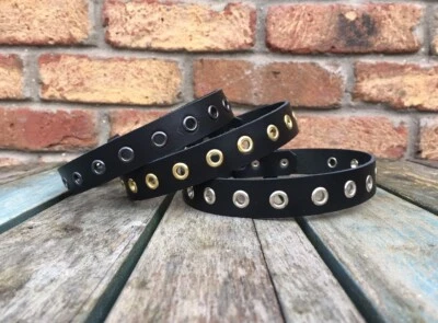 HANDMADE Collana girocollo con occhielli in pelle colori a scelta fatta a mano vera pelle gotica