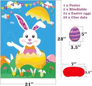 Pin The Egg On The Bunny Easter Party Game for Party Supplies,Boy & Girl Party - Picture 1 of 6