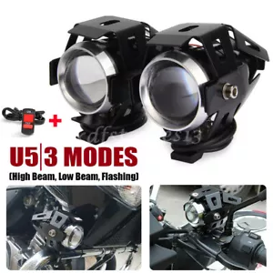 2x 125W 3000LM puissance U5 Led moto phare antibrouillard Spot interrupteur - Picture 1 of 9
