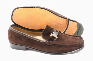 Men's SALVATORE FERRAGAMO 'Plaque' Brown Suede Loafers Size US 9.5 - C - Picture 1 of 5