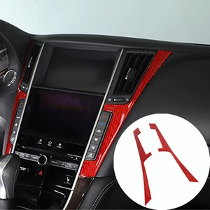 Red Carbon Car Interior Center Console Panel Strip Trim For Infiniti Q50 2015-23 - Picture 1 of 11