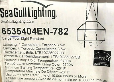  Sea Gull 6535404EN-782 - 4 luces 18 pulgadas reliquia bronce lámpara de techo colgante  Foto 1 de 2