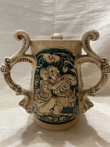Vintage German Pottery 3-Handled Beer Stein ~ Courting Scene- Cherubs #425~6”T - Picture 1 of 7