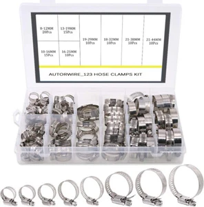 101/130Pcs Adjustable Hose Clamps Worm Gear Stainless Steel Clamp Assortment set