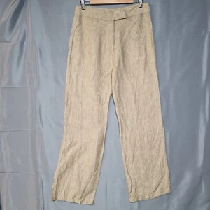 ICI & Maintenant Women's Linen Trousers Size UK 14 EU 42 Brown Cool Lightweight - Picture 1 of 7