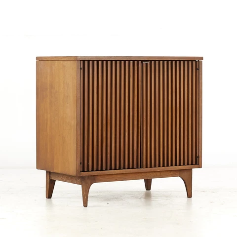 Broyhill Brasilia Brutalist Mid Century Walnut Fluted Cabinet Cover