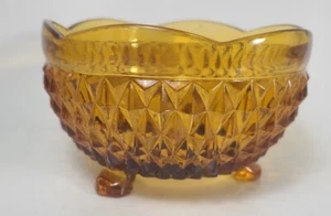 Vintage Indiana Glas Bernstein spitz Diamant überbacken Fuß Süßigkeiten Nuss Schüssel - Bild 1 von 12