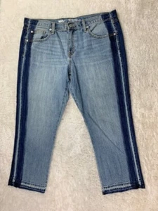 Mossimo Size 14 32r Womens Jeans Boyfriend Crop Stretch Med Wash Raw Hem - Picture 1 of 3