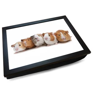 Deluxe Cushioned Lap Tray | Wooden Frame | Family of Guinea Pigs #HK - Picture 1 of 4
