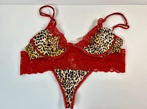 Neu mit Etikett Victoria's Secret LEOPARD VINTAGE Set BH 36B + breiter Spitzentanga M SEHR SEXY - Bild 1 von 10