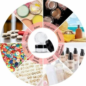 Macetas de muestra recipientes negros plástico redondo viaje maquillaje cosmético vacío 10x 5 ml - Imagen 1 de 7
