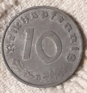 Vintage 1941 B , WW2 German 10 Reichspfennig , Dark WWII Era Circulated Coin - Picture 1 of 15