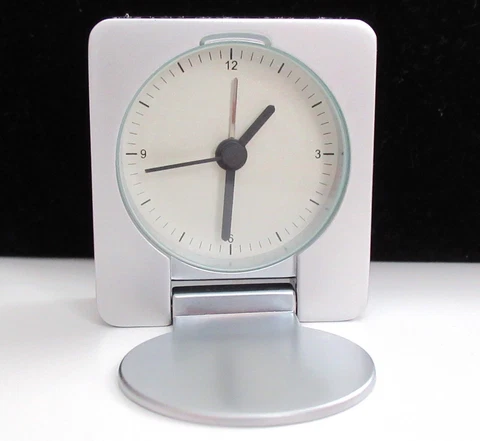 Perry Ellis Folding Travel Alarm Clock & Case Style MB2299 Quartz Battery Steel Cover