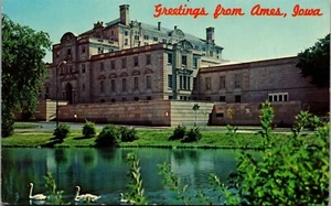 Vintage Iowa IA Postcard Greetings Ames Memorial Union ISU Iowa State University - Picture 1 of 4