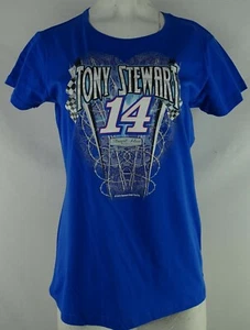 #14 Tony Stewart Nascar Women's Blue Short Sleeve T-Shirt - Picture 1 of 5