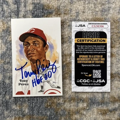 Tony Perez  REDS Signed Perez Steele Postcard Autograph JSA - Image 1 of 4