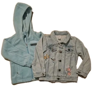 Denim Jean Jacket  And Columbia Hooded Fleece Sz XXS 4/5 5T 5 - Picture 1 of 8