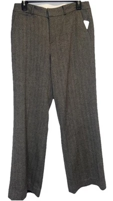 Pantalones LAUREN Ralph Lauren para mujer forrados en espiga 100 % lana pierna ancha talla 8P NUEVO Foto 1 de 4