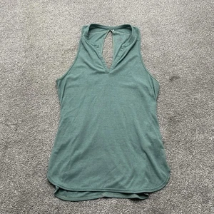 Prana Tank Top Womens Large Blue Green V Neck Cutout Lightweight Yoga Athletic - Picture 1 of 10