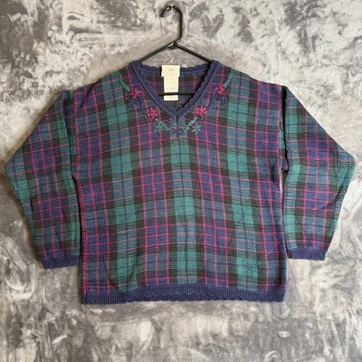 Vintage Northern Reflections Women's V-Neck Long Sleeve Plaid Size Medium - Image 1 of 4