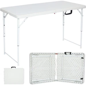 Folding Table 4ft & 6ft Heavy-Duty Waterproof, Adjustable Height Camping, Picnic - Picture 1 of 13
