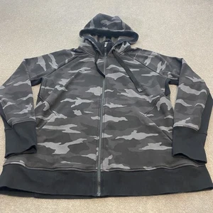 Athleta Hoodie Womens 1X Black Gray Camo Zip Up Sweatshirt Full Zip Jacket - Picture 1 of 11