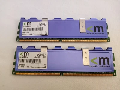 4GB 2x2GB MUSHKIN ENHANCED DDR2-800 996587 HP2-6400 PC2-6400 Ram Memory Kit DIMM - Image 1 of 3
