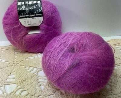 Feza Kid Mohair Lot of 2 Variegated  Magenta Pinks  Vintage WorstedWeight - Image 1 of 4