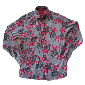 Camisa Loud Originals Gris Japonés Abstracto Calce Ajustado Manga Larga Reino Unido XL - Imagen 1 de 5