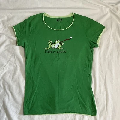 Lazy One Womens Green frog Toadally Green Pajama Shirt Size Medium - Image 1 of 4