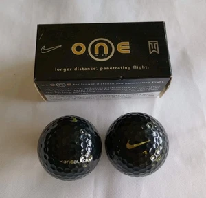 NIB Nike Golf One Black Tiger Woods Black Golf Balls Gold Logo - Box of Two #4 - Picture 1 of 8