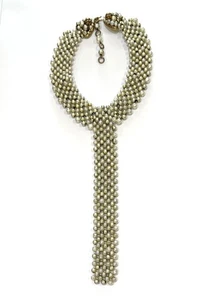 Coppola e Toppo Halskette mit weißen & goldenen Kunstperlen signiert - Bild 1 von 9