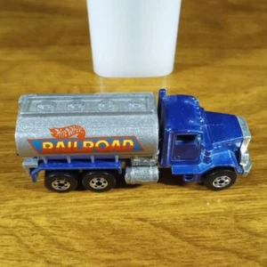Hot Wheels Mattel Toy Club Peterbilt Tank Truck Blue Railroad BW Malaysia 1991 - Picture 1 of 8