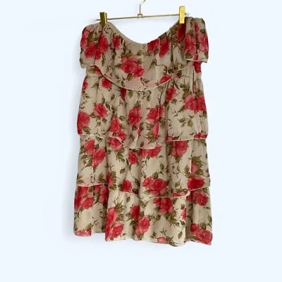 Saia Midi RUE21 Elegante e Em Camadas Rosas Tamanho M Estilo Flowy - Imagem 1 de 4