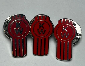 Set of 3 Kenworth KW Trucker Emblem Lapel Enamel Hat Pin Metal Red 3/4” High - Picture 1 of 13