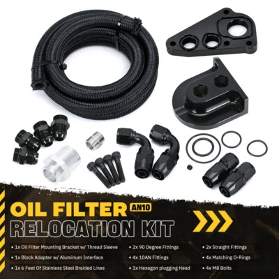 Kit de realocação de filtro de óleo de tarugo Mustang GT F150 F250 para 96-10 Ford 4.6L 5.4L - Imagem 1 de 4
