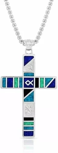 Colar masculino Montana Silversmiths Legends bloco cor cruz 25" NC5097 - Imagem 1 de 1