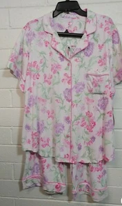 NWT PLUS WOMAN CABERNET SLEEPWEAR PAJAMAS CAPRIS SHORT SET Size 2X Short Sleeve - Picture 1 of 4