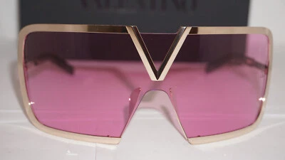 VALENTINO Nuevas Gafas de Sol Escudo Dorado Negro Rosa V-ROMASK VLS-120C-146 Foto 1 de 4