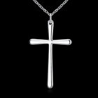 925 Sterling Silver Cross Pendant Necklace Womens Classic Fashion Jewelry Gift