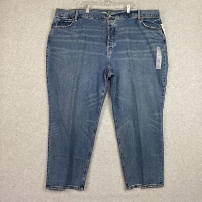 Old Navy Jeans Womens Plus 28 Blue Slouchy Straight High Rise Button Fly NWT - Image 1 of 4